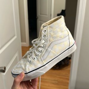 New Vans Sk8 Hi Tapered Checkerboard White Sneakers